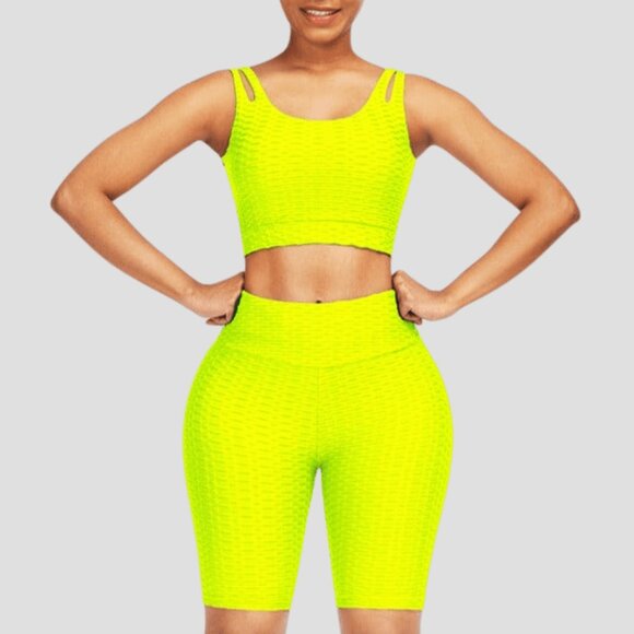 CoolFlexx Tummy Control Activewear Set, Yellow - Picture 3 of 3